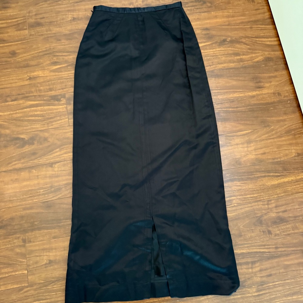 Vintage 60s 70s Nelly de Grab Black Maxi Skirt ILGWU Union Made Size 14 27 Waist - Picture 8 of 14